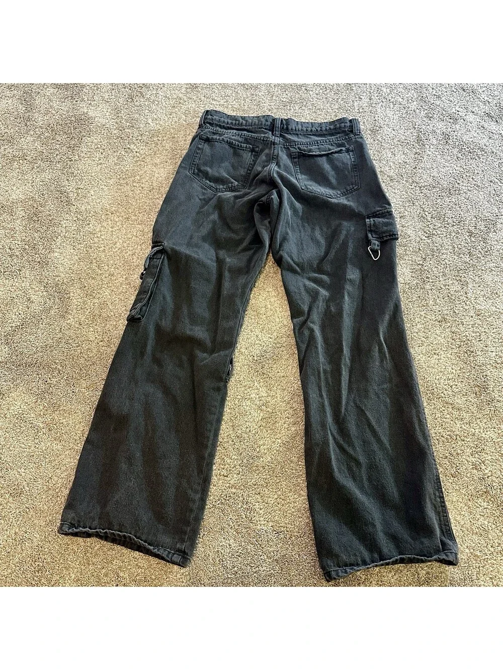 Hot Topic Black Punk Cargo Baggy Jeans Mens 30x31 Distressed Goth Grundge Skater